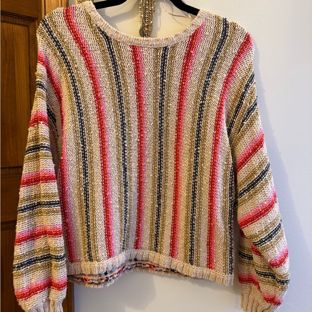 Billabong Women's Striped Sweater - Red, Blue, Cream
